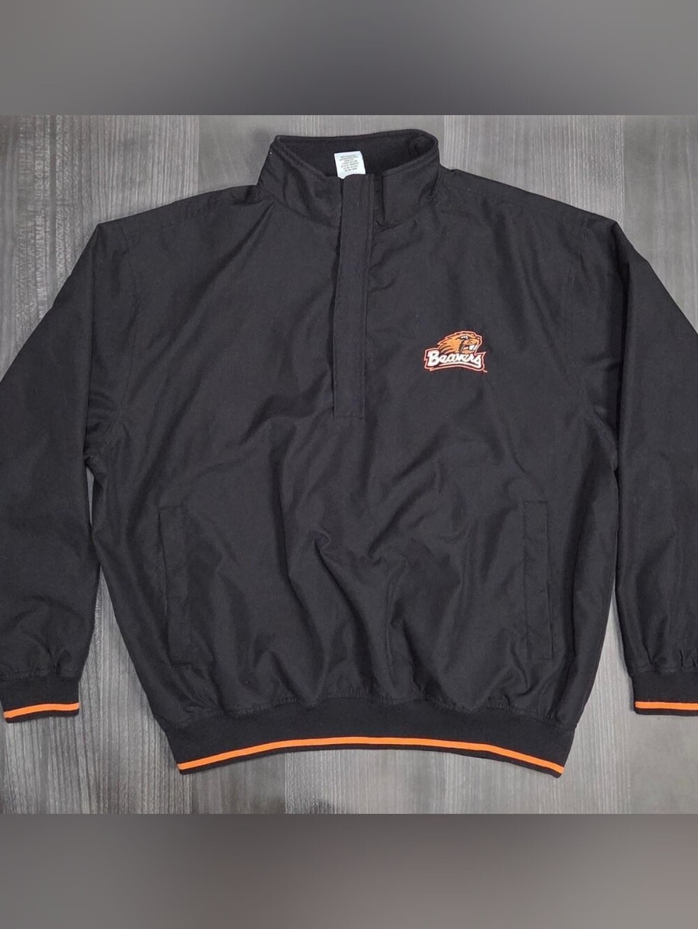 Vintage Oregon State Beavers 1/4 Zip Pullover Jacket Mens L Black Campus Drive